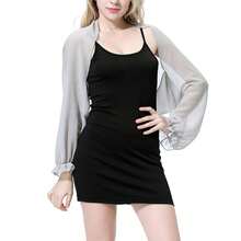 Women's Summer Bolero Shrug Long Sleeve Shawl Cropped Cardigans For Wedding Bride Dresses{"Size_name":"OneSize","Color_name":"LightGrey"} - Xám nhạt - Xem 1