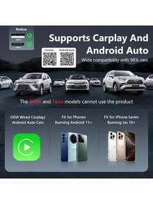 2-In-1 Wireless Android Auto & CarPlay Adapter - USB-C/PD Compatible, Plug & Play, Low Latency, Enabled, USB- (5V) With Wireless, Compatible With IOS 10+ & Android 11+, Dashboard Receiver, Smartphones & Cars, Wireless Dongle For Seamless In- Entertainment, Compatible With Smartphones & Vehicles, No Wires Required, Easy Setup, Enhanced Audio Output - Black - View 8