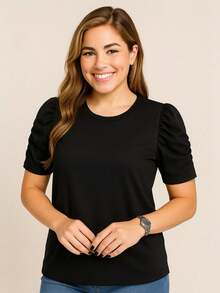 Women's Princess Puff Sleeve Blouse - Black - View 1