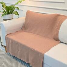 Knitted Blanket Sofa Armchair 150x100cm Siena Decor Living Room - Nude - View 7