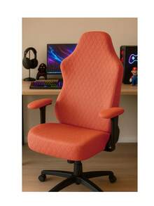 Luxury Quilted Gaming Chair Cover - Coral Pink - View 2