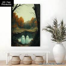 2D Flat, Posters & Prints 1pc Ghostly Companions Wall Art Framed Wall Art - Canvas Prints Poster, Ideal For Home, Office Wall Decor, Family Gift, Living Room Bedroom Wall Decor For Halloween Halloween Decor - Multicolor - View 12