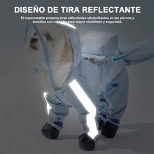masoe Impermeable para Perro con Capucha, Impermeable Perro Pequeños y Medianos con Rayas Reflectantes y Cubre Cola, Ajustable, Un Impermeable con Botas de Perro(Azul, X-Large) - Azul - Ver 2