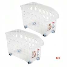 ZYLX SHOPPING – Organizadores Transparentes con Ruedas | Pack 2 Unidades | Cestas de Plástico Multiusos para Hogar y Oficina - transparente - Ver 1