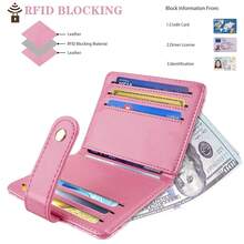 Slim Bifold Wallet RFID Credit Card Wallet Glitter Leather Small Cute Card Holder For Women, Pink{"Color_name":"GlitterPink"} - 多色5 - 查看 4