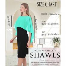 Baoqiya Women's Capelet Shawls And Wraps For Evening Dresses Soft Bridesmaid Shawl Chiffon Cape Wedding Cover Up{"Color_name":"Aqua"} - Aqua - 查看 6