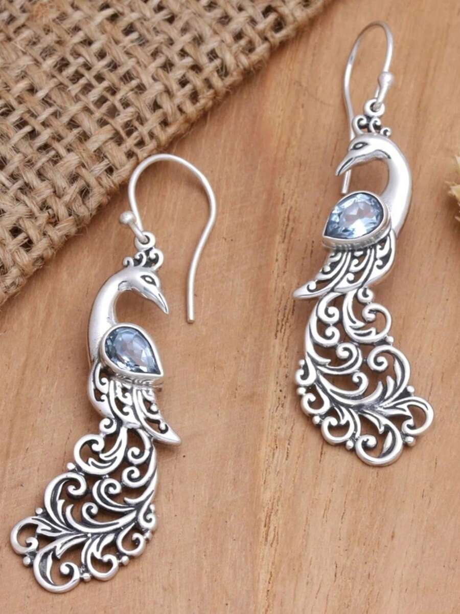 Elegant Animal Dangle Earrings, Vintage Bird Dangle Earrings, Peacock Feather Wing Dangle Earrings, Fashionable Animal Jewelry For Women