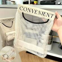 Large Capacity Mesh Storage Bag, Wall-Mounted Hanging Organizer, Reusable Household Door Back Organizing Net Pouch, Breathable Simple Design For Kitchen Tool Organization - trắng - Xem 11