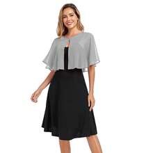 Women's Soft Chiffon Capelets Shawls And Wraps For Evening Wedding Cape Bole Cover Up{"Color_name":"LightGray"} - 淺灰色 - 查看 4