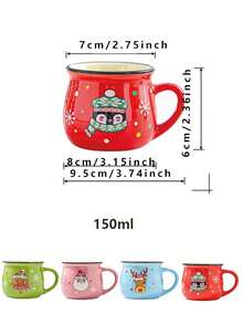 1pc Christmas Ceramic Mug, Cartoon Christmas Mousse Cup, Christmas Mousse Coffee Cup, Office Christmas Gift, Friends & Family Breakfast Cup, Santa Claus Gift, Milk Cup