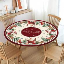 Water-Resistant Round Tablecloth With Elastic Edge For 40-44" Tables - Poison-santa - View 5