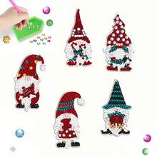 5 piezas Imanes de nevera de Pintura de Diamantes - Patrón lindo de Papá Noel, Kit de Pintura de Diamantes DIY, Efecto de Diamante Asimétrico Brillante, Adecuado para Decoración del Hogar y Regalos de Navidad