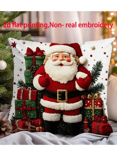 1 件圣诞装饰枕套，饰有圣诞元素，适用于房间装饰、卧室装饰、节日装饰、派对装饰（不含枕芯）（单面印花）圣诞装饰 圣诞装饰 圣诞装饰 家居装饰