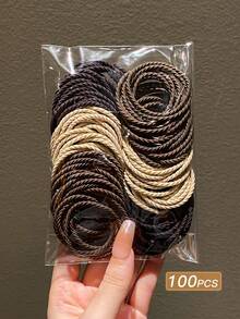 1pack/100pcs Women's Colored High-Elasticity Hair Ties Suitable For Daily Use Casual Ponytail Holders Hair Elastics Hair Rubber Bands Scrunchies Hair Rope, Hair Bobbles ,Gym Sport Outfit Hair Accessories Head Accessories