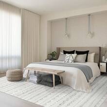 5x8 Washable Area Rug With Non-Slip Backing, Soft Low Pile Indoor Floor Carpet, Neutral Light Brown, Boho Moroccan Style Living Room, Bedroom, Dining Room - 淺灰色 - 查看 1