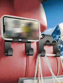 2pcs Hidden Multi-Functional Portable Vehicle Car Hook Creative Powerful Car Hook Inside Car Rear Seat Hidden Umbrella Storage Built-In Hook Hidden Chair Back Hook Car Creative Small Hook (Black) Car - Black - View 3