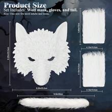 Exlinonline Werewolf Wolf Costume For Women Men Adult Kids With Big Bad Wolf Ears Tails Glove And Mask For Halloween{"Style":"OmegaMale/Female"} - Omega男性/女性 - 查看 3