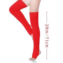 V28 Long Leg Warmer, Women's Men 80s Party Ribbed Knit Dance Sports{"Color_name":"Hole71-Red"} - Multicolor4 - View 4