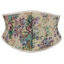 SHYMMUO Women Floral Underbust Corset Belt Lacing Up Waist Trainer Corset Top For Renaissance Steampunk Pirate Costume{"Size_name":"Medium","Color_name":"Beige"} - 米色中 - 查看 1
