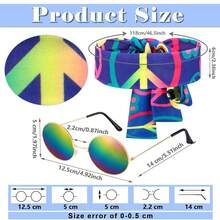 3 Pcs 60s 70s Outfit For Women Hippie Costume Set Disco Flared Pants Groovy Outfit Party Accessories{"Size_name":"LSize","Style":"Retro"} - 復古的 - 查看 3