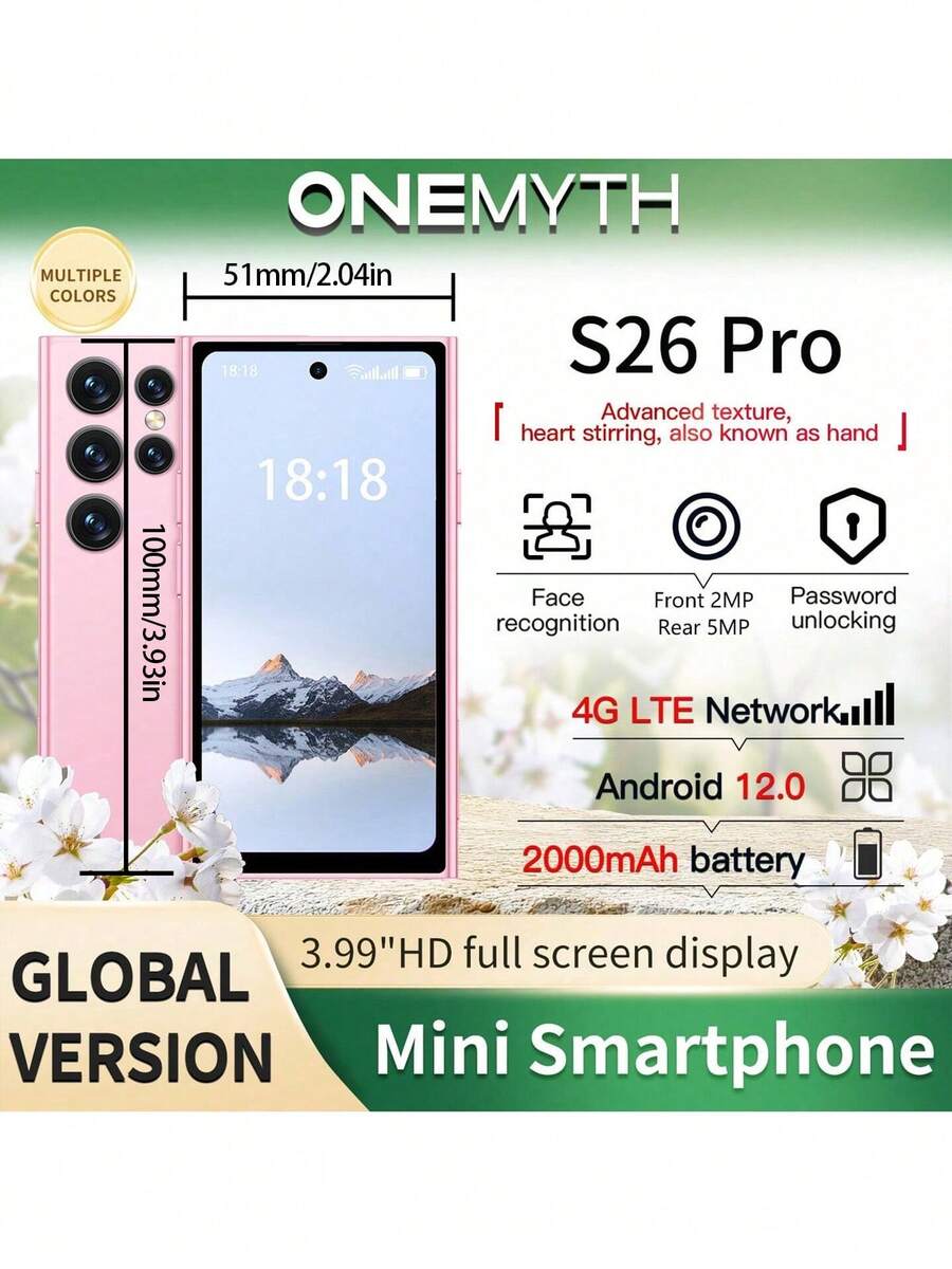 SOYES ¡El ultracompacto smartphone compatible con todas las redes 4G de SOYES ONEMYTH! Impulsado por un chip insignia para un rendimiento excepcional, cuenta con una pantalla HD de 3,99 pulgadas y funciona con Android 12.0. Equipado con 2GB+16GB de RAM y una batería de 2000mAh