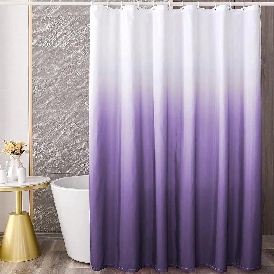 Ombre Dark Purple Shower Curtain Sets For Bathroom Accessories Fabric Polyester Waterproof Modern Shower Curtain Liner With 12 Hooks Purple W72xL96{"Color_name":"Purple","Size_name":"72\"Wx96\"L(Packof1)"} - Multicolor12 - 查看 1