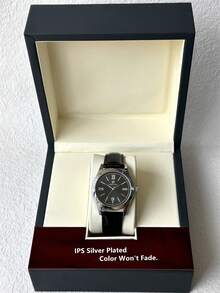 PABLO RAEZ 1pc Man Business Watch Fashion Casual Wristwatch For Gentleman Silver Jewelry Non Tarnish Color Stainless Steel Luxury Black Soft Leather Bracelets Chain Real Bar Scales Calendar Display With Date 50M Waterproof Top Brand New AAA Male Quartz Wristwatch Elegant Clocks Nice Teacher Gifts Hours Friend Or Family Father Presents Fit For Daily Life/Work/Party Decorations Dress Watch Graduation Wedding Presents - 均碼 - 查看 4