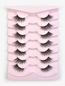 14pcs/7 Pairs Elongated Eye Lashes, Suitable For Everyday Wear
