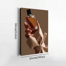 1pc Solid Wood Frame Luxury Perfume Bottle Wall Art, Feminine Hand Holding Fragrance, Fashion Theme Canvas Posters & Prints, Large Canvas Wall Art, 2D Flat, Easy Hang Tabletop Or Wall Display, For Halloween, ChristmasGifts, Bedroom, Living Room, Decoration Ready To Hang - Nhiều màu - Xem 8