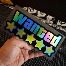1pc Limited Edition Five-Star WANTED Waterproof Vinyl Sticker Set - Laser-Cut Window And Bumper Decals For Cars, Motorcycles, Trucks, Phones, Bottles, Luggage, Laptops & More - Add To Your Bumpers, Toilets, Walls - Perfect Gift For Car Enthusiasts And Art Lovers