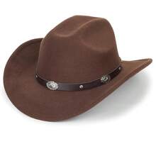 Women Sparkly-Rhinestone Western-Cowgirl-Hat Glitter-Bling Cowboy-Hat Felt-Rodeo-Hat For Disco-Party Medium/Large{"Size":"Medium-Large","Color":"Concho-RodeoBrown"} - Concho-rodeoBrownMediumLarge - View 4