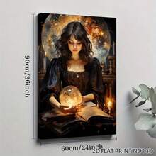 2D Flat, Posters & Prints 1pc Witch Magic Oil Painting Framed Wall Art - Canvas Prints Poster, Ideal For Home, Office Wall Decor, Family Gift, Living Room Bedroom Wall Decor For Halloween Halloween Decor - Multicolor - View 10