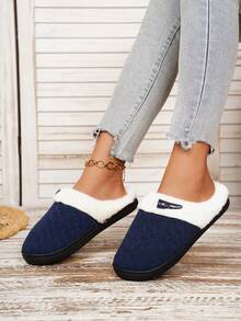 1 par de cómodas y elegantes zapatillas de casa de punto antideslizantes para adolescentes, para otoño/invierno