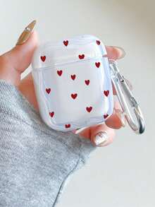 The 1pc Heart-Shaped Element Printed Clear Earphone Case Is Compatible With Apple Earphones - Multicolor - View 8