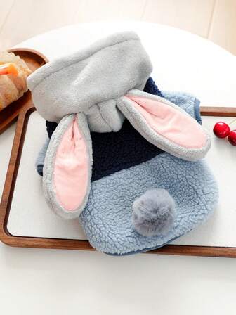 1pc Pet Clothes, Cute Rabbit Fleece Jacket For Small Dogs & Cats, Warm & Comfortable, Suitable For Autumn/Winter