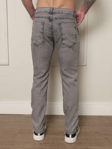 Men's Premium Jeans With Lycra Elastane Stretch Slim Fit Skinny - Màu Xám nhạt - Xem 4