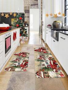 1 pieza Felpudo decorativo navideño, alfombra de entrada, alfombra de pasillo, adecuado para decoración navideña en cocina, sala de estar, patio, dormitorio, gran regalo de Navidad