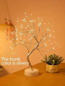1 Stück LED Kupferdraht Baum Licht - USB & Batterie betrieben, warmweißes Licht, USB oder Batterie betrieben (USB-Kabel enthalten, Batterien nicht enthalten), Weihnachts-Innenbeleuchtung, Nachtlicht für Kinderzimmer, Feiertags-Dekoration für Halloween/Weihnachten, Heimdekoration, Wanddekoration, Küchendekoration, Spielzimmer-Dekoration, Party-Dekoration - Baumlicht aus Kupferdraht - Übersicht 3