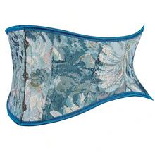 SHYMMUO Women Floral Underbust Corset Belt Lacing Up Waist Trainer Corset Top For Renaissance Steampunk Pirate Costume{"Size_name":"Medium","Color_name":"Blue"} - 藍色中 - 查看 3