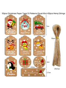 1 Set = 100 Stücke Weihnachts-Geschenkanhänger aus Kraftpapier, Weihnachtsbaumschmuck, DIY Weihnachtsgeschenke, Karten mit Schnüren für Weihnachtsbaum Nachrichtenetiketten
