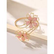 Cute Flower Upper Arm Bracelet Colorful Enamel Floral Band Cuff Bangle Statement Bracelets For Women Bohemian Beach Jewelry Gift - Hồng - Xem 2