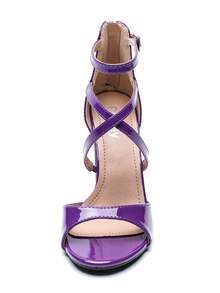 Women's Formal Strappy Sandal High Chunky Block Heel Ankle Strap Zip Up Heels - 紫色 - 查看 6