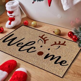 1pc Christmas Rugs For Front Door Cute Snowman Xmas Tree Truck Indoor Doormat Non-Slip Bath RV Mat Entrance Carpet Pet Mat Suitable For Bedroom Living Room Home Use Spring Summer Autumn And Winter Absorbs Water Quickly And Is More Popular Among Kitchen Rug