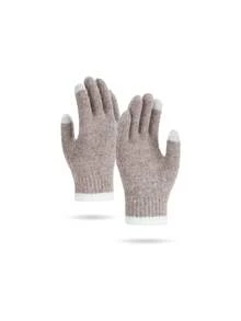 1 Pair Knitted Knitted Gloves, Warm Touchscreen Gloves For Women & Men, Thermal Lined, Autumn/Winter