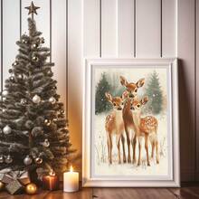 1 Peça Pintura de Rena Rudolph de Natal, Cervo de Natal Caprichoso, Arte de Parede de Natal com Nariz Vermelho, Pôster Vintage Atmosférico de Rudolph, Arte Rústica, Arte em Tela, Pôsteres para Quarto, Decoração Doméstica, Decoração de Quarto Estética, Itens de Decoração de Quarto. Moldura Opcional