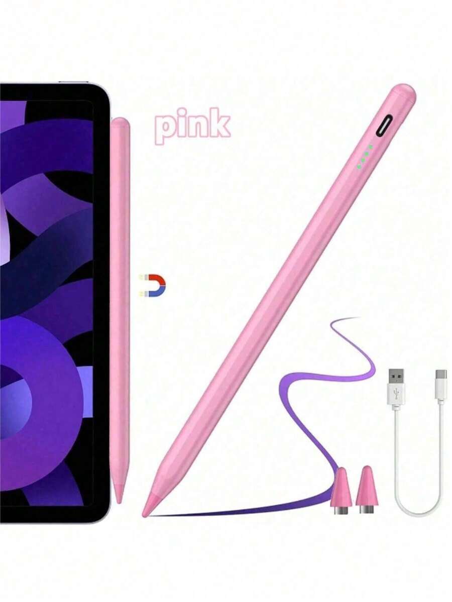 1 支磁性可充电手写笔，电容式触摸屏笔兼容 Apple iPad/平板电脑/智能手机，合金材质，多种颜色，适用于 2018 年后更新的 iPad Pro/Air/Mini 平板电脑