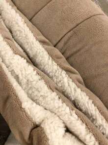 Coberdrom Edredom Sherpa Com Mantinha Cobertor Quarto Casal Queen Grosso Cores 2,40cm x 2,20cm - Caqui - Visão 4