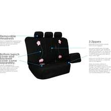 FH-FB053115, Juego Completo de Fundas para Asientos de Coche con Diseño Floral Bordado,23103097 - Negro - Ver 5