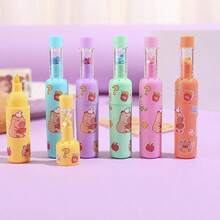 6 Stück Glitzer Textmarker, fluoreszierende Getränkeflasche Stifte, Graffiti Stifte, Memo Marker Textmarker, Malfarben, Party Geschenke, Geburtstags Geschenke, flüssige Quicksand fluoreszierende Stifte, süße Mini Textmarker, Unterstreichungsstifte, Markierstifte, Kritzelstifte