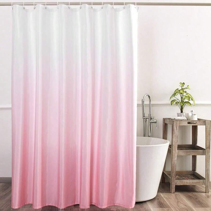 Ombre Pink Shower Curtain Sets For Bathroom Accessories Fabric Polyester Waterproof Modern Shower Curtain Liner With 12 Hooks W72xL72{"Color_name":"Pink","Size_name":"72\"Wx72\"L(Packof1)"} - 多色10 - 查看 1